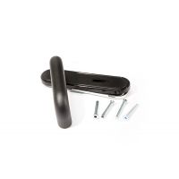 1/2 MANIGLIA ESTERNA IN PVC NERA CON PLACCA CON FORO CILINDRO